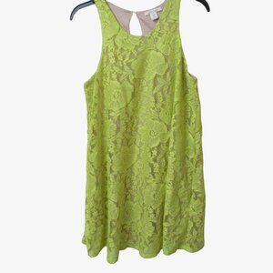 Miami‎ brand Womens Medium dress bright yellow green lace buttons back of neck